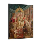 Canvas Slika na platnu Sveti Sava blagosilja Srpcad-Uroš Predic, 60x80 cm, Sa ramom, Crna
