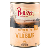 6 x 200 g / 400 g Purizon Adult po poskusni ceni - Piščančji file z divjo svinjo (6 x 400 g)
