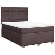 Vidaxl Box spring postelja z vzmetnico temno rjav 140x190 cm blago