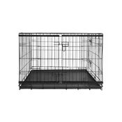 ENJOY Kavez za pse, metalni, sklopivi, s kliznim vratima, crni - 90x60x67cm