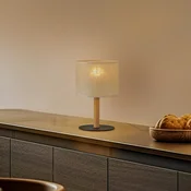 TK Lighting Namizna svetilka Deva Nature, tekstil, les - Dnevna soba/jedilnica - Skandinavski - bež, svetlo les, črno