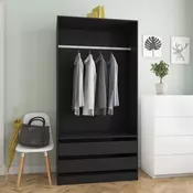 Ormar crni 100 x 50 x 200 cm od konstruiranog drva