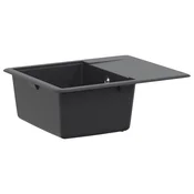 vidaXL Enojno pomivalno korito Granit 56 x 46 x 19 cm Grafitno siva