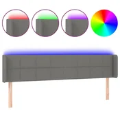 Vidaxl LED posteljno vzglavje temno sivo 163x16x78/88 cm blago