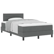 Vidaxl Postelja z vzmetnico z vzglavjem Temno siva 120 x 190 cm blago