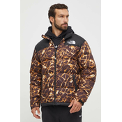 Pernata jakna The North Face za muškarce, boja: smeda, za zimu, oversize