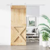 vidaXL Drsna vrata Naravna in bela 90 x 210 cm Trdna borovina