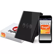 shumee Stikalo za rolete Tuya Zigbee iz črnega stekla na dotik