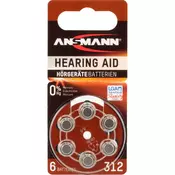 Ansmann Gumbne celice ZA 312 Cink-zračni Ansmann Hearing Aid PR41 155 mAh 1.4 V 6 KOS