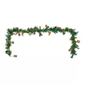 VEVOR Božični venec umetni venec z lučkami 2750x280x150 mm zelene barve