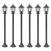Vidaxl Vrtne ulične svetilke 6 kosov E27 110 cm aluminij bronaste