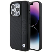 BMW BMHCP15L22RDPK iPhone 15 Pro 6.1 black hardcase Leather Textured  Stripe (BMHCP15L22RDPK)
