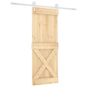 Vidaxl Drsna vrata Naravna in bela 90 x 210 cm Trdna borovina