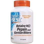 Doctors Best Betaine HCl + Pepsin & Gentian Bitters, 360 kapsul