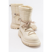LuviShoes Womens Weld Beige Skin Snow Boots