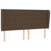 Vidaxl Vzglavje z ušesi temno rjavo 183x23x118/128 cm blago