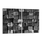 shumee Steklena zaščitna plošča za štedilnik 2x40x52 Les