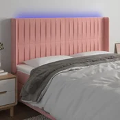 Vidaxl vidaXL Vzglavje postelje z LED svetlo roza 203x16x118/128 cm žamet