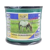 Ojačani pastirski trak za električno ograjo Premium 20 mm x 200 m UV odporne bakrene žice zelene barve z belimi črtami
