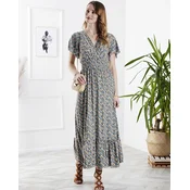 Resti Floral womens midi dress in green- Clothing