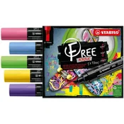 Akrilni marker STABILO FREE Acrylic T800C Wedge tip 4-10 mm - Seaside, set 5