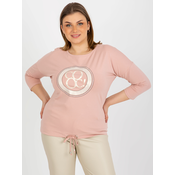 Excessive light pink blouse with patch and printed design