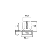 Gumb za potenciometar N-2 u crvenoj boji, 17,5 mm