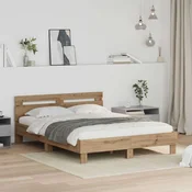 Vidaxl Konstrukcija postelje Umetni hrast 140 x 200 cm Konstruiran les