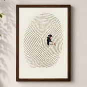 WallXpert uramljena MDF slika 3752KACT-013, mali covek grabulja otisak prsta poput zen bašte, 37 x 52 cm