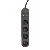 TSL-PS-S4U-01 Gembird pametni produzni kabl sa USB punjenjem, 4 uticnice, crni