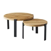 Komplet klubskih mizic Detroit 682 Artisan hrast, Črna, 45cm, MDF plošča, Okrogla