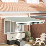 Skrovita tenda Zelena i bijela 350 x 250 cm Tkanina i Metal