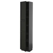 METOD Visoki element s policama, Crnosiva/Lerhyttan crno bajcovano, 40x37x200 cm