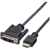 ROLINE Roline DVI/HDMI kabel DVI-D 18+1-polni vtič, HDMI-A vtič 1.5 m črna 11.04.5516 zaščiten, primeren za obojestranski priključek DVI kabel, (20410838)