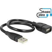 Delock USB 2.0 priključni kabel [1x USB 2.0 vtič A - 1x USB 2.0 vtičnica A] 0.35 m črn, fleksibi