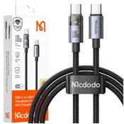 Mcdodo MCDODO USB-C KABEL ZA HITRO POLNJENJE USB TIPA C 5A 100W 1M LED ČRN