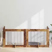 Vrata za pse s postoljem 4 pcs Staro drvo 100 x 80 cm