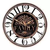 Autronic Stenska ura Wall clock - diameter 60 cm, wood and metal, tree of life Family (HW4001)