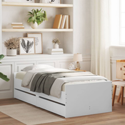 vidaXL Okvir kreveta s ladicama bijeli 90 x 190 cm