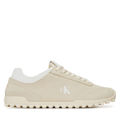 Calvin Klein Jeans za ženske. YW0YW01898 Profil Usnjene športne copate beige (36), Bež, Ravna stran, Čipke, Priložnostno