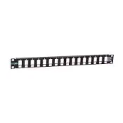Patch panel 19/1U sa 24 slota za module - prazan, Shielded sa uzemljenjem i držacem kablova sa zadn