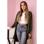 Oversize khaki cape with hood