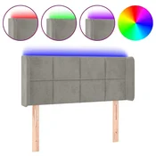 Vidaxl LED posteljno vzglavje svetlo sivo 93x16x78/88 cm žamet