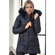 Z9668 DEWBERRY WOMENS COAT-NAVY BLUE