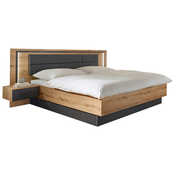 Hom`in POSTELJNA GARNITURA 180 cm x 200 cm , tekstil, leseni material siva, hrast artisan