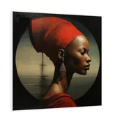 Canvas Slika na platnu Dama u crvenom, 140x140 cm, Sa ramom, Bela
