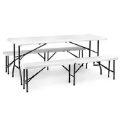 MODERNHOME Sklopivi sto 180cm + 2 klupe beli