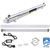 UV dezinfekcijski sistem 30W - 3/4 - 1 - do 2000 l/h - Do 9000 ur delovanja, oziroma eno leto - Nerjaveče jeklo AISI 304 - Premer 9cm, Dolžina 90 cm - 220V - PHILIPS/OSRAM 55W
