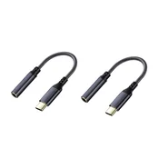 INF USB-C na 3,5mm adapter, pozlačen vtič, pleten aluminij, 2 kosa Black, (5000296349)