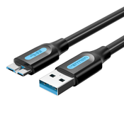Plosnati USB 3.0 A na Micro-B kabel Vention COPBH 2A 2m crni